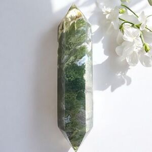 Moss Agate Crystal Double‎ Terminated Point (#10)